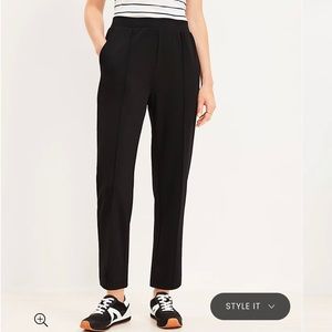 LOFT black pintuck elastic waist pants